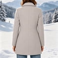 thumbnail image 5 of Women Coat Winter Casual Long Sleeve Solid Color Button Front Lapel Coat with Pockets Soft Loose Fit Cozy Outerwear for Office Wear, 5 of 6