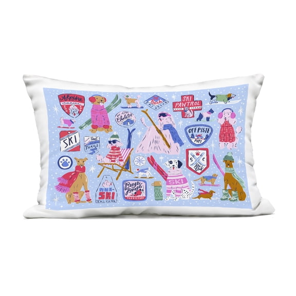 Stupell Industries Ski Dogs Composition Outdoor Printed Pillow design by Krissy Mast, 14 x 7 x 20