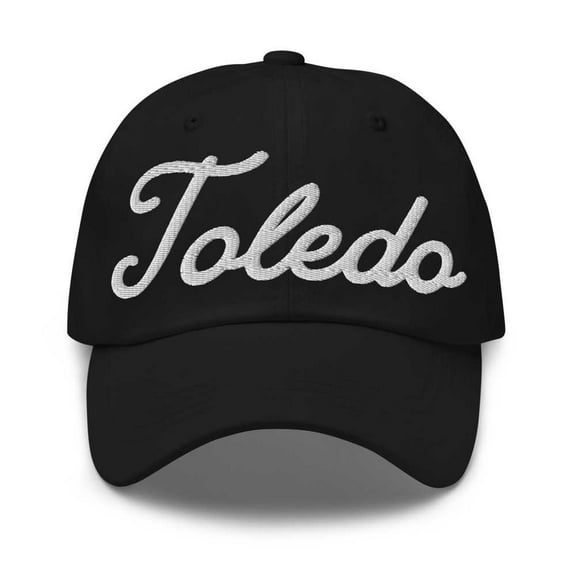 Toledo Baseball Cap Toledo Dad Hat Bold Script Massachusetts MA Hat Embroidered Souvenir Gift Black