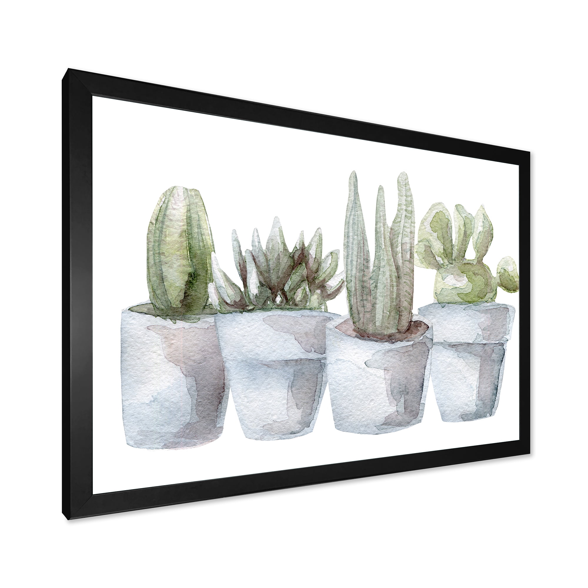 Designart 'Succulent and Cactus House Plants V' Farmhouse Framed Art Print