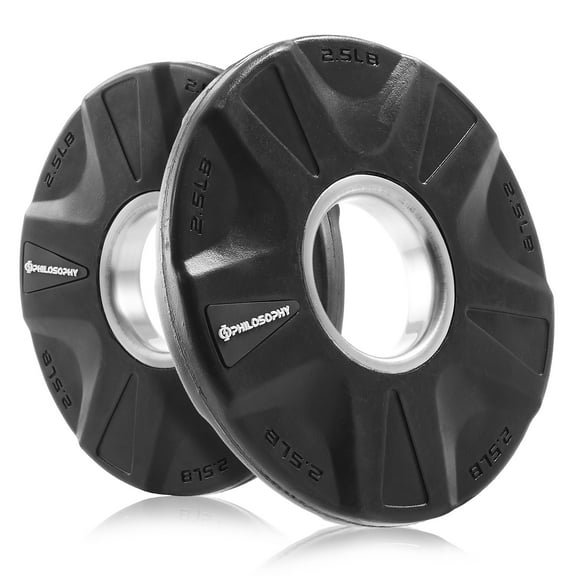 Philosophy Gym Set of 2 Rubber Coated 2-inch Olympic Grip Weight Plates (10 LB each) for Weightlifting