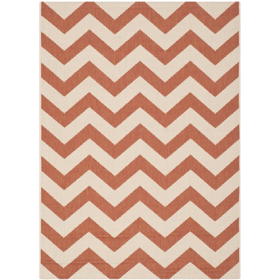 Safavieh Courtyard Bailey Chevron Indoor/Outdoor Area Rug, Terracotta/Beige, 4' x 5'7"