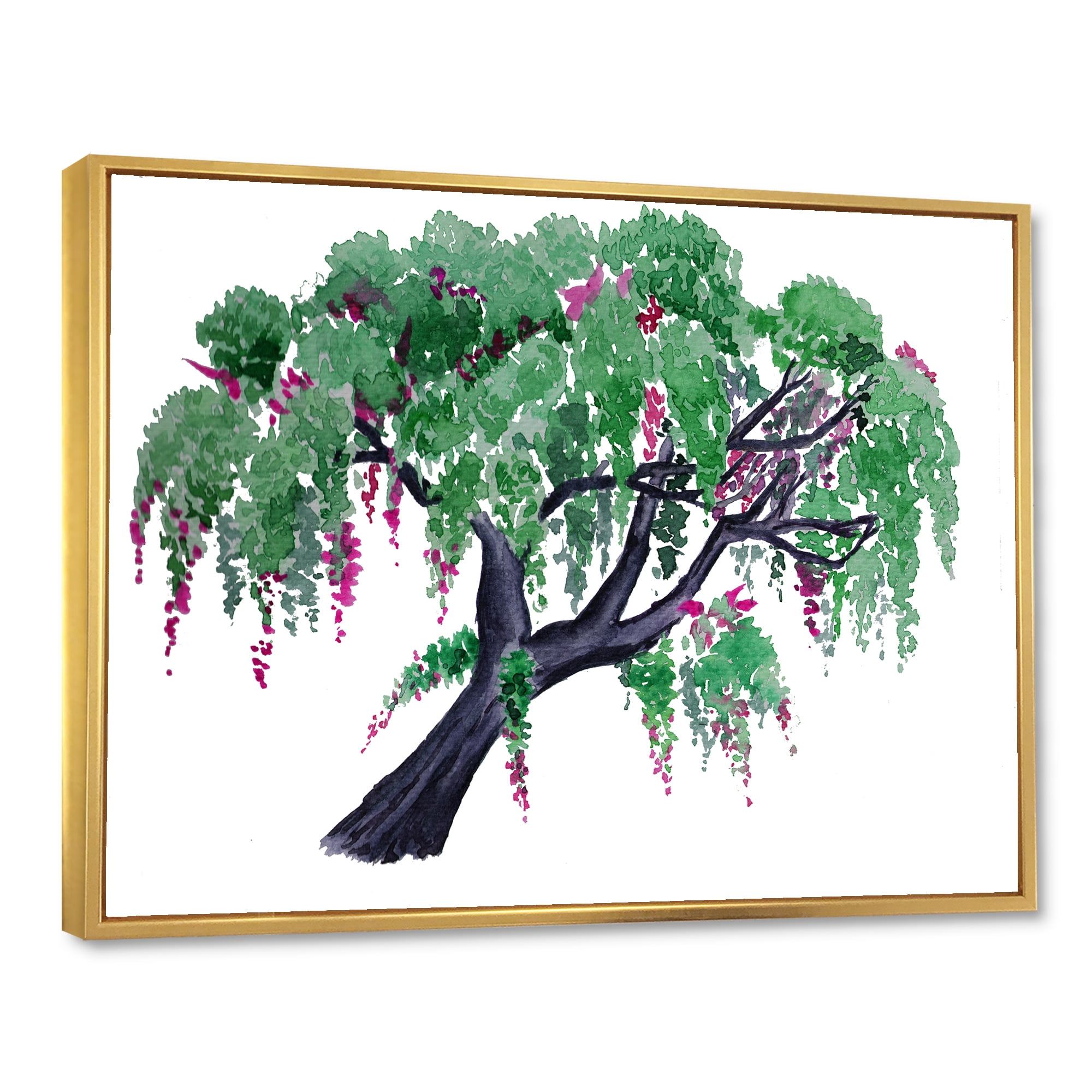 Designart 'A Lonely Tree of Wisteria' Traditional Framed Canvas Wall Art Print