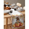 thumbnail image 6 of Thanksgiving Table Runner 90 Inches, Fall Gray Plaid Pumpkins Gnomes Leaves Retro Bed Runner Dresser Scarves Tabletop for Indoor Outdoor Parties/Ceremony/Banquet, 13" x 90", 6 of 8