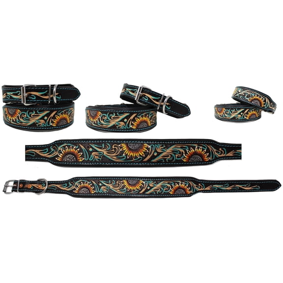 XSmall 9''- 13'' Tooled Padded Leather Dog Puppy Collar 60197
