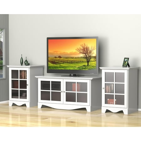 Pinnacle 49-Inch TV Stand with Two 1-Door Audio Towers-Finish:White Pinnacle 49-Inch TV Stand with Two 1-Door Audio Towers-Finish:White