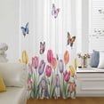 thumbnail image 6 of Tulips Spring Floral Sheer Curtains 96 Inches Long, Pastoral Flowers Butterfly Farmhouse Light Filering Curtains, Privacy Drapes Simi Floor to Veiling Curtain for Living Room Bedroom Window Treatment, 6 of 9