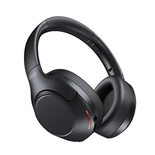FIFINE Auriculares Inalámbricos Bluetooth, Auriculares con Cancelación de Ruido con Orejeras Suaves, Hasta 65H de Tiempo de Reproducción para Música, Llamadas Telefónicas, Auriculares Deportivos de Vi