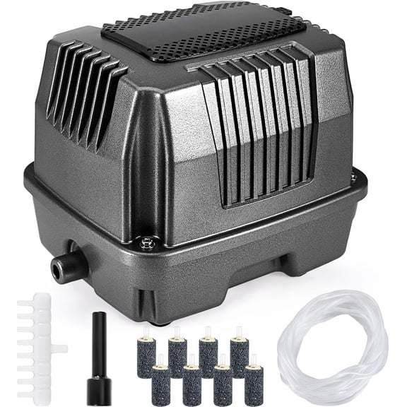 Linear Air Pond Pump, 855 GPH, Pond Aerators for Outdoor, Up to 10000 Gallons, with 8 Pcs Air Stones, for Fish Tank Koi Aquarium