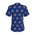 thumbnail image 6 of Stars Print T-Shirts Red White and Blue Street Style V Neck T Shirt Short Sleeve Oversize Tee Shirt Beach Graphic Cloth, 6 of 7