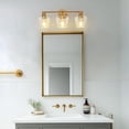 thumbnail image 3 of YANSUN 22 in Gold 3-Light Bathroom Vanity Light, Modern Lighting Over Mirror with Clear Glass Shade for Bathroom, Powder Room, Vanity Table, 3 of 6