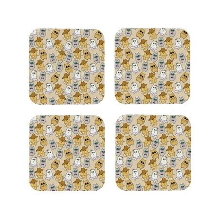 

Drink Coasters Set of 4 music dancing cat Leather Coasters for Coffee Table Protector Heat Resistant Cute Coasters for Home Decor Housewarming Gifts Bar Kitchen 4 Inch Square