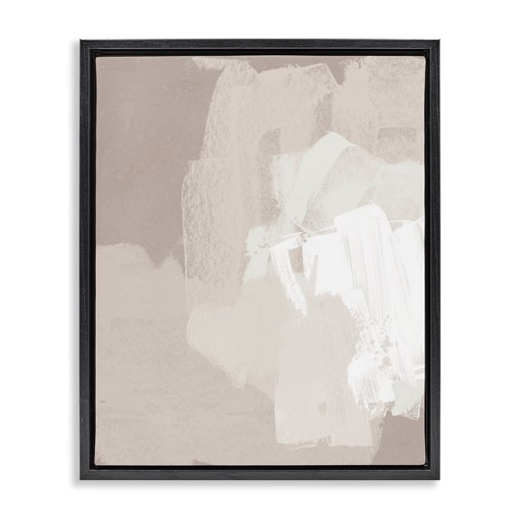 Stupell Industries Eclectic Abstract Neutral Tones Beige Boho Brush Strokes Black Floating Frame Canvas Art, 17 x 21, by June Erica Vess