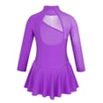 thumbnail image 2 of Moggemol Kids Girls Figure Ice Skating Leotard Dress Mesh Splice Roller Skating Dance Performance Purple 4, 2 of 7