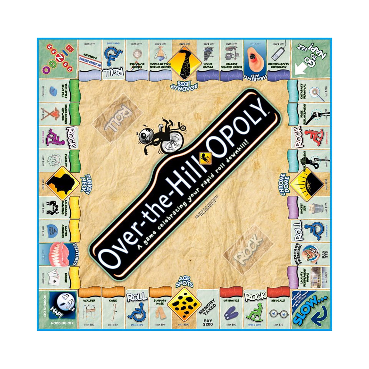 Late For The Sky Over-The-Hill-Opoly Over The Hill Opoly Board Game Senior Slow 