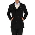 thumbnail image 1 of Abrigo de invierno para hombre Inspire Chic, abrigo de guisante de doble botonadura con cuello alto, 2XL, negro, 1 of 6