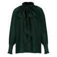 thumbnail image 5 of Ounisa Women's Fashion Tops Bow Tie Neck Long Sleeve Buttton Cuff Chiffon Elegant Casual Solid Blouse Pullover, 5 of 5