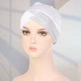 thumbnail image 2 of Solid Color Full Cover Inner Caps Forehead Cross Turban Stretch Hat for Women Head Scar, 2 of 7