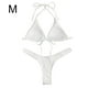 thumbnail image 3 of Jumpingount Tankini sin mangas de 2 piezas de Color sólido, traje de baño Sexy de cintura alta con abertura, traje de baño para fiesta en la piscina, Ropa interior Blanco METRO Jumpingount AP010457-02, 3 of 6