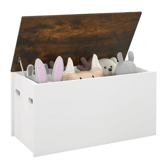 Gymax Flip-top Storage Chest Lift Top Storage Bench Wooden Deck Box Toy Box