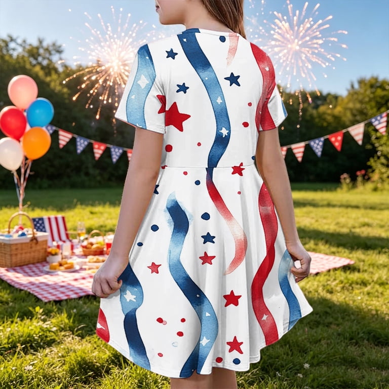 cute anniversary dresses Womens 250 Years Anniversary Dress Flora Summer Cute V Neck Dresses 4th of  July Aline Sleeveless Casual Sundress with Pockets