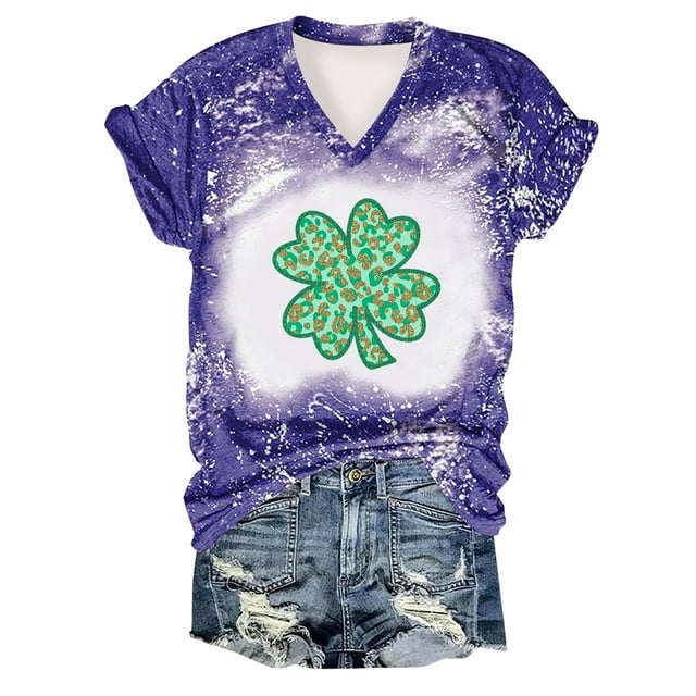 Hauts d'Été pour Femmes 2024 à Moins de 10$! Mode Oversize T-shirt Imprimé à Manches Courtes Col Rond Haut à Manches Courtes Col en V Cadeau pour Femmes en Solde