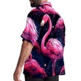 thumbnail image 3 of Flamingo Tropical Rainforest Men's Poplin Casual Printed Button Down Short Sleeve Summer Beach Shirts Unisex, 3 of 6