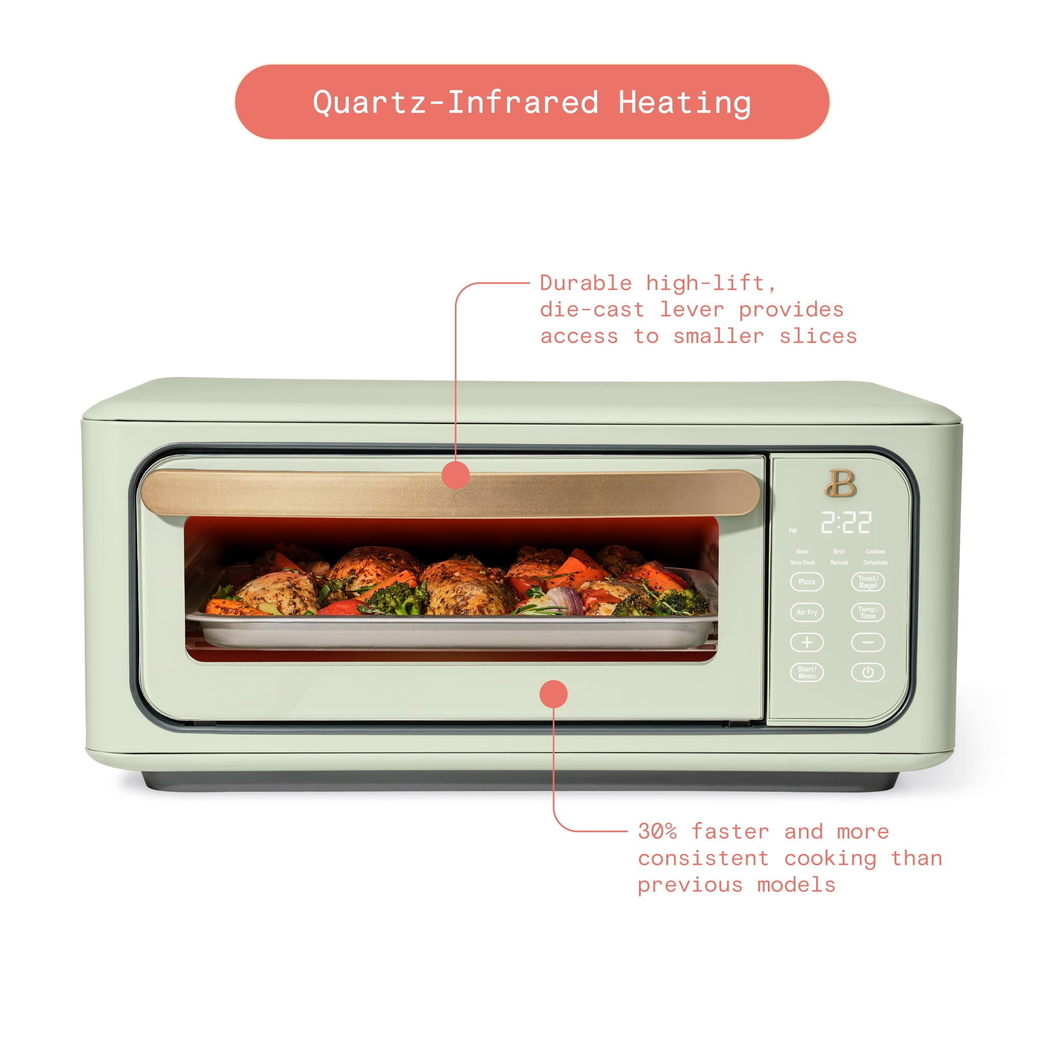 Beautiful Infrared Air Fry Toaster Oven, Sage Green By Drew Barrymore  Removable