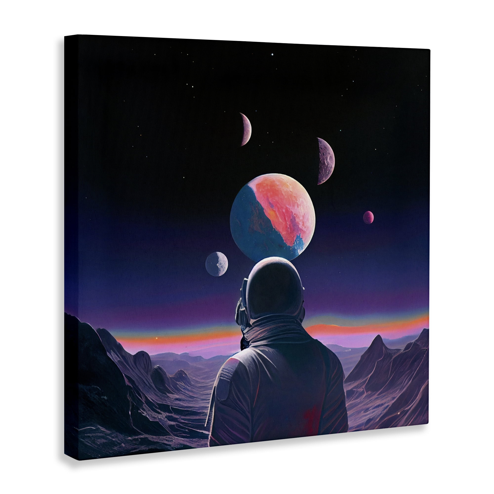 Astronaut & Purple Toned Terrain Canvas Wall Art, design by Sasha
