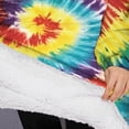 thumbnail image 3 of Oversized Wearable Blanket Hoodie,Colorful Tie Dye Pattern Sherpa Blanket Hoodie with Super Pockets,Super Warm Fuzzy Pullover for Women & Men, 3 of 6