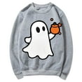 thumbnail image 5 of CLOISE Halloween Women Sweatshirt Funny Ghost Graphic Oversized Sweatshirts Fall Long Sleeve Crewneck Hoodies Shirts Soft Blouses Holiday Party Outfits Gray L Boo, 5 of 5