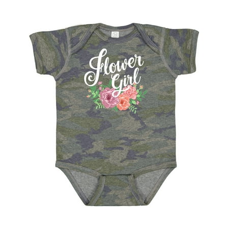 

Inktastic Flower Girl Hand Lettering with Flowers Illustration Gift Baby Girl Bodysuit