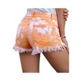 thumbnail image 2 of Faithtur Women Mid Rise Frayed Raw Hem Tie Dye Print Ripped Short Jeans, 2 of 6