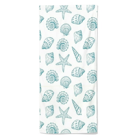 

Ocean Hand Towel Beach Sea Shells Nautical Starfish Fingertip Towel Kitchen Bathroom Shower Towel Set Highly Absorbent Beach SPA Gym Guest Towels Blue White (12 x 27.5 inches)