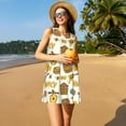 thumbnail image 3 of Naloa Honeycomb And Honey Print Women's Summer Spring Casual Beach Sundress,Vacation Sleeveless Tank Crewneck Loose Dresses, 3 of 7