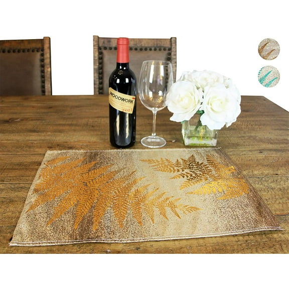 Custom Made Deluxe Yellow Placemats – 14 x 19 Inch Gold Yarn Metallic Placemat for Dining Table – Protects Against Scratches, Dents, Spills
