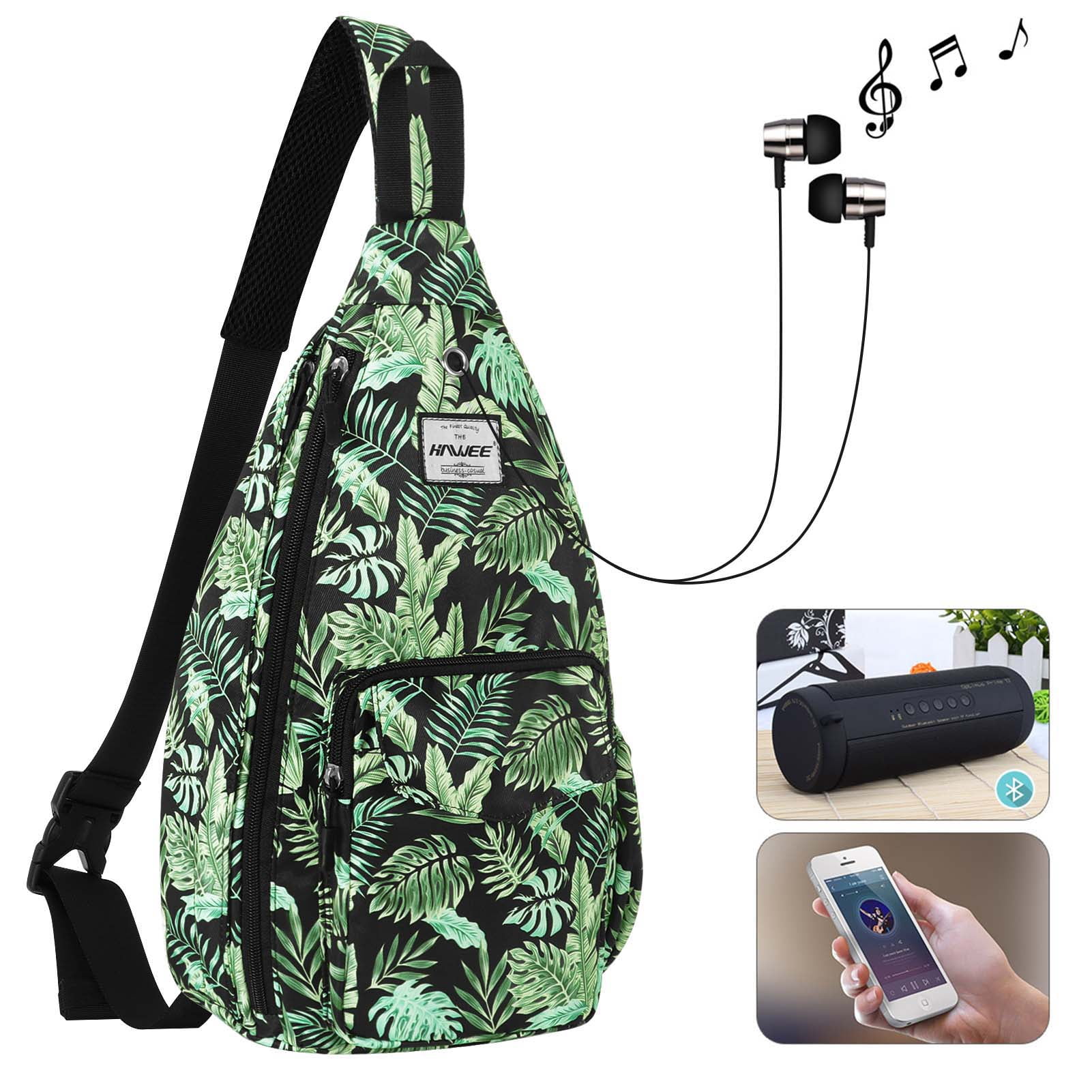 HAWEE Sling Bags for Women Waterproof Crossbody Daypack Shoulder Travel Backpack, Banana Leaf