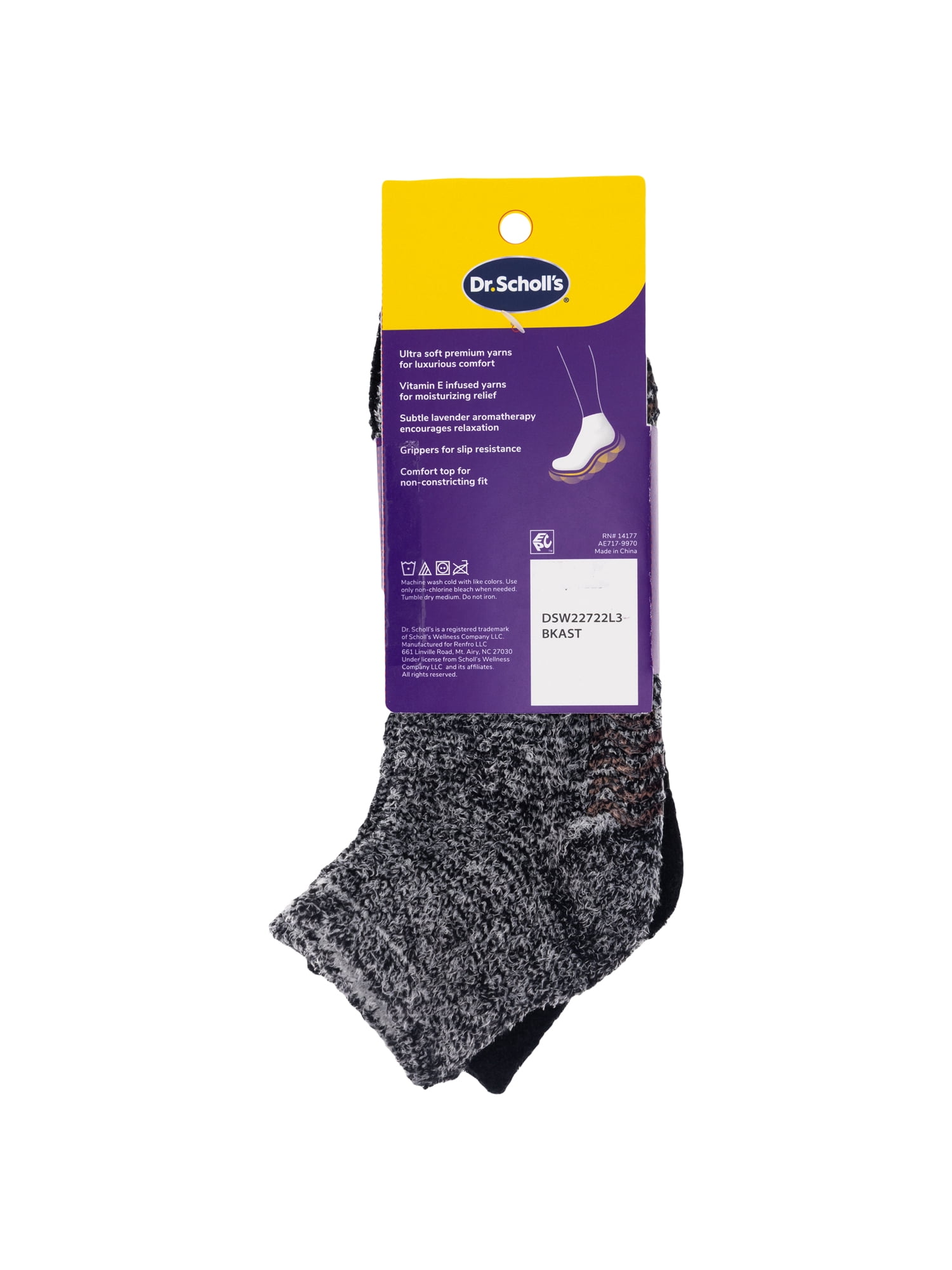 Dr. Scholl's Women's Lowcut Spa Gripper Socks, 3 Pack, Size 4-10