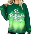 thumbnail image 2 of St. Patrick's Day Sweatshirt for Women Graphic Clover Ombre Print Long Sleeve Crewneck Loose Fit Festival Apparel Holiday Gift, 2 of 8