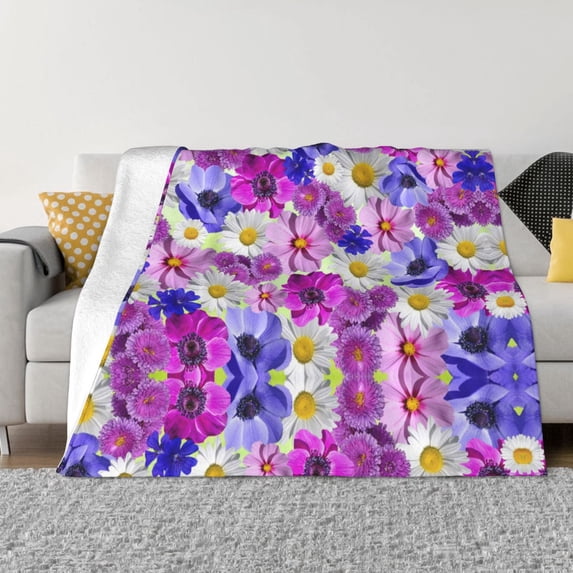 XMXT Throw Blanket, Blossoms Flower Nature Prints Machine Washable Blankets for Sofa, 80 x 60 inches Multicolor