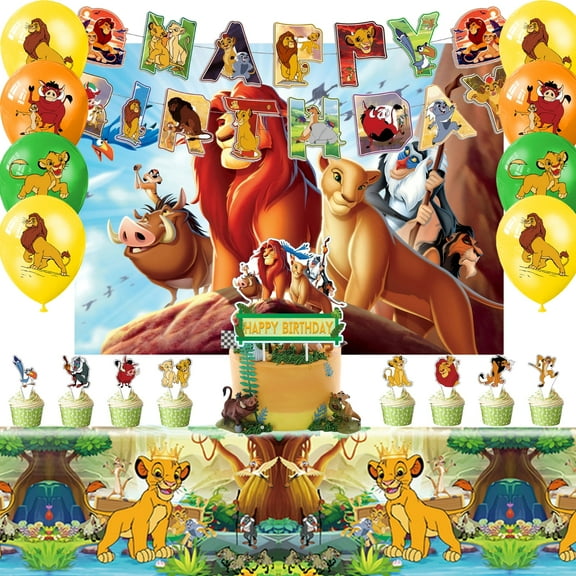 Lion King Party Decorations, 38pcs Lion King Birthday Decorations Set - Lion King Balloons Banner & Lion King Balloon Cupcake Decorations etc Lion King Themed for Kids Birthday Party Supplies