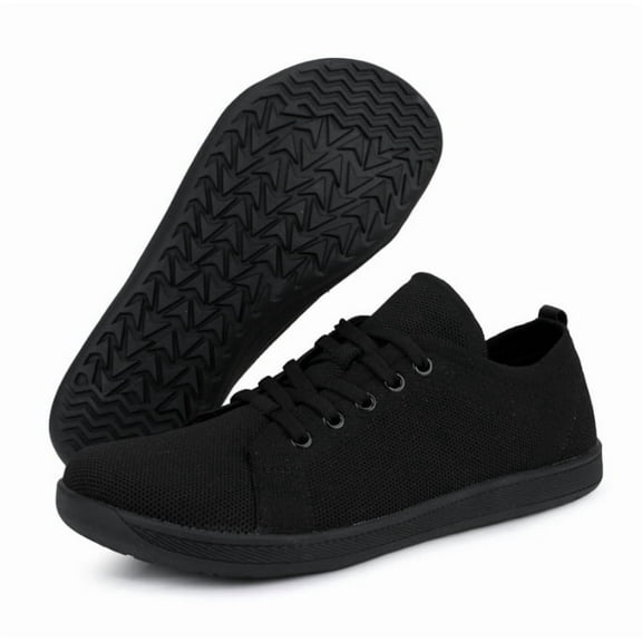 Men's Wide Minimalist Barefoot Sneakers | Zero Drop | Midfoot Stability Casual Knit Lace - Up Shoes - Comfortable
