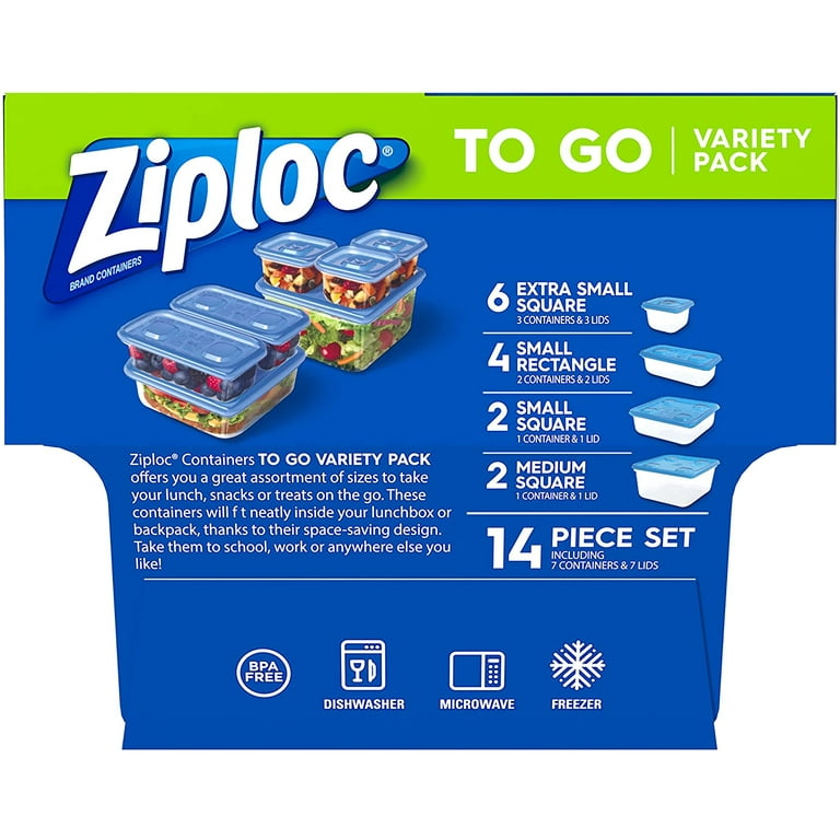 Ziploc Food Storage Meal Prep Containers with One Press Seal, For Travel &  Organization, Dishwasher Safe, 14 Piece Set (Variety Pack) 