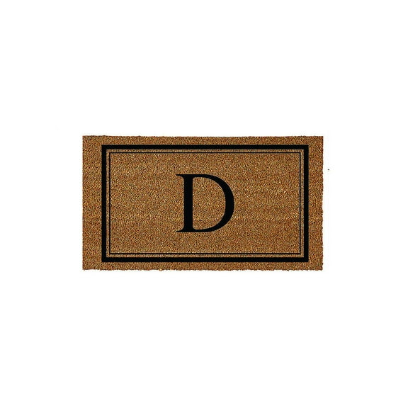 Evergreen Monogram Indoor Outdoor 100% Natural Coir Doormat 28" x 16" | Letter "D"