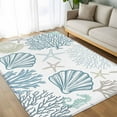 thumbnail image 4 of Light Blue Teal Coastal Area Rugs 5x7 for Living Room, Summer Beach Coral Shell Ocean Non Slip Washable Rug Runner, Low Pile Indoor Floor Carpet Mat Bathroom Rugs for Bedroom, Kids Room, 4 of 9