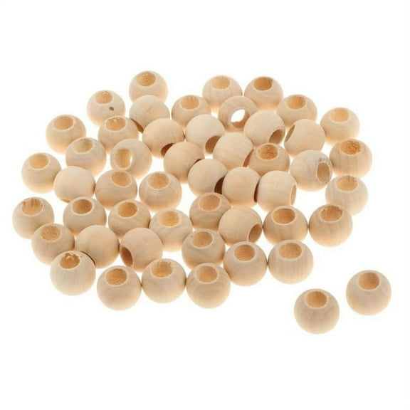 50pcs Natural Wooden Beads Wood Beads Bracelet Necklace Making Spacer Charms Ball Bead Large Hole for Jewelry Making Macrame