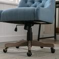 thumbnail image 6 of Swivel Office Chair, Swivel Shell Chair with Wheels,Cute Modern Upholstered Velvet Seashell Back Adjustable Swivel Vanity Desk Chair, for Women, for Girls, Living Room, Bedroom, Blue, 6 of 9