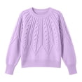 thumbnail image 5 of ClodeEU Women's Crewneck Cable Knit Sweater,Loose Puff Long Sleeve Cropped Pullover Jumper ,Women's Plus XXL, 5 of 6