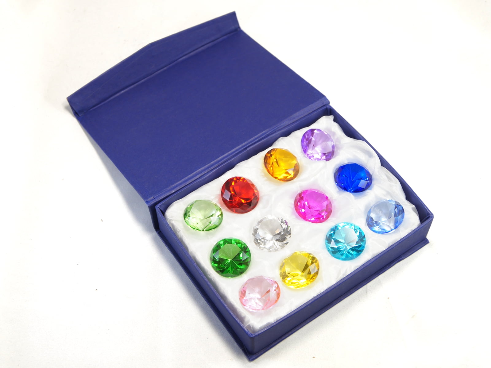 Decorative 12 Piece Assorted 30MM Heart Shaped Diamond Crystal Paperweight 
