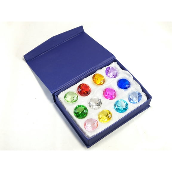 Zoogamo 50mm Diamond Shaped Multicolor Glass Crystal Paperweight 12 Pieces Home Office Decor & Wedding Favors Decoration with Gift Box